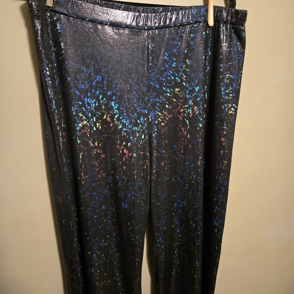 Asos Curve Women's Black Iridescent Colorful Straight Pants Size 16 Flare 31L - Picture 3 of 12